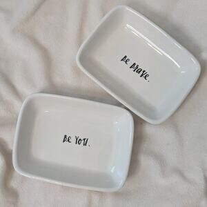 Rae Dunn Magenta Collection Trinket Dishes | "Be Brave" & "Be You" | Set of 2